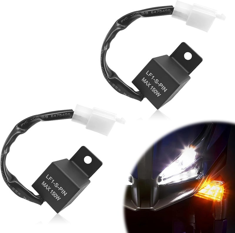 Pleoos ​​ 12V 2-Pin Electronic LED Flasher Relay, Turn Signal Flasher Relay for Motorcycle Fixes Turn Signal Bulbs Hyper Flash (Relay-2Pcs) - Image 1